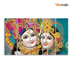 VIBECRAFTS Beautiful Radha Krishan Canvas Wall Painting Five Pieces For Home|Office|Living Room|Gift (PTVC5Pcs4_8582)