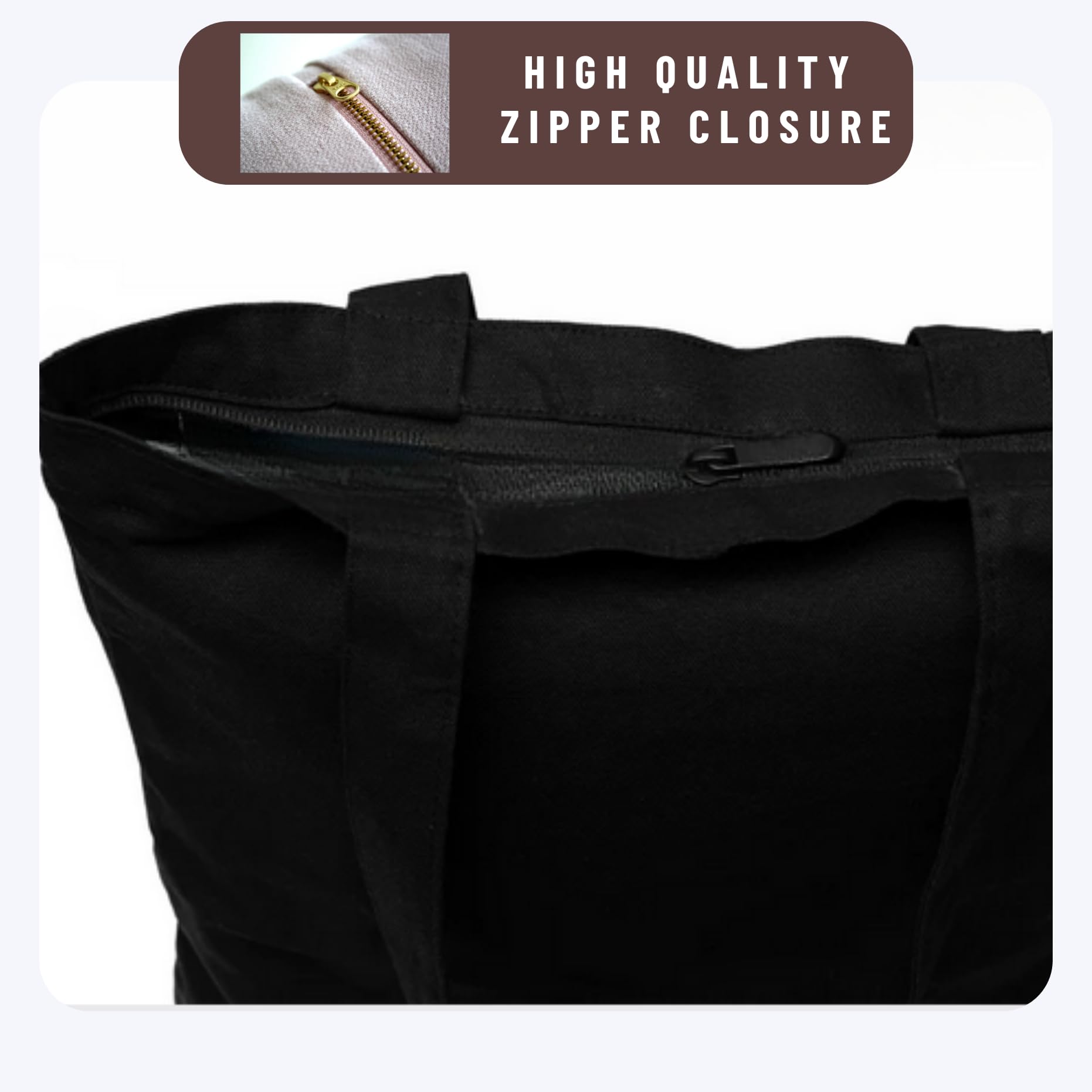 Cbag_Zip_BlackYouMatter - Peach Blossom Tote Bag With Zipper, 100% Cotton Womens Collage Shopping Canvas Bag, Multi-Purpose, Single