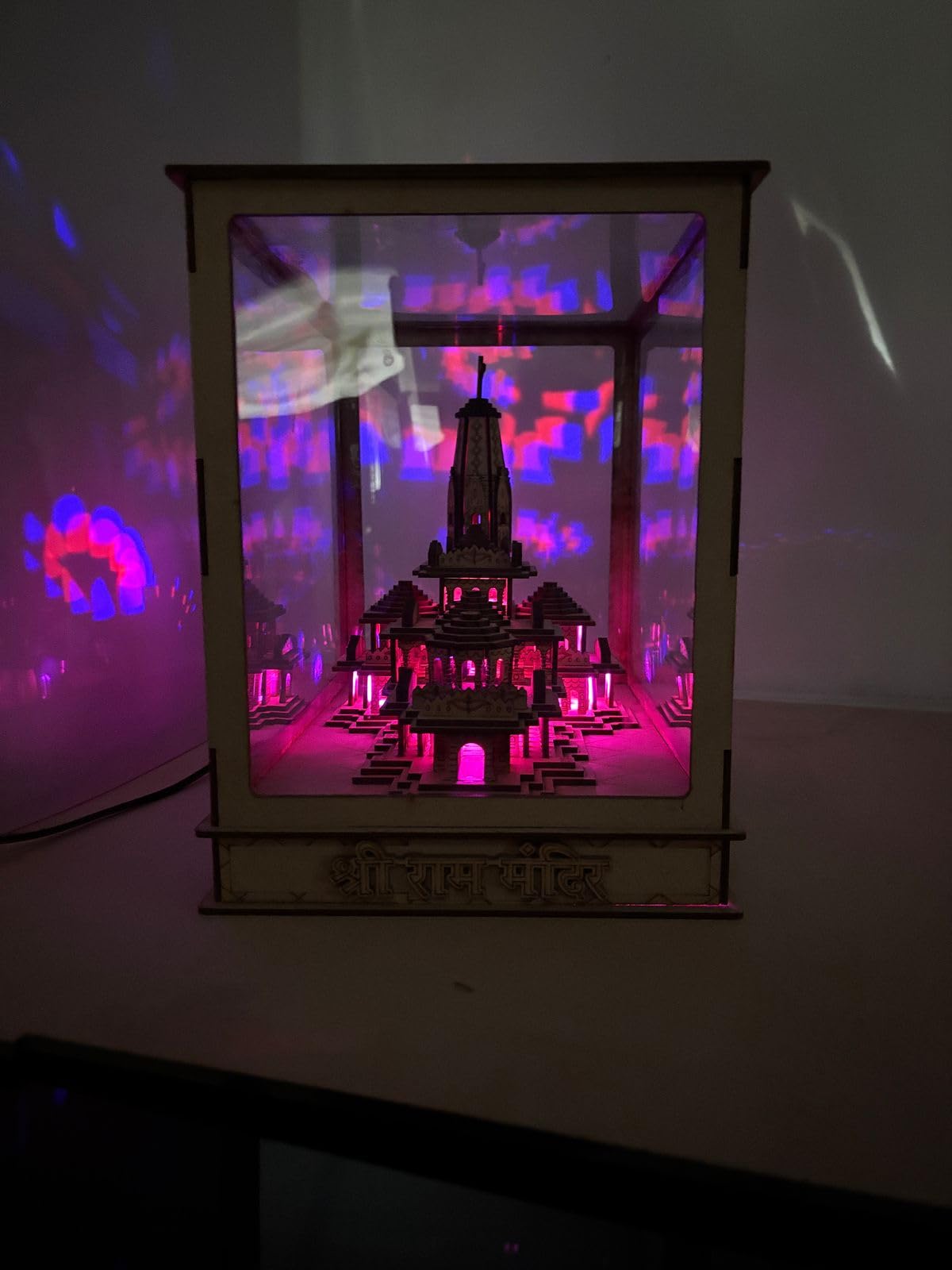 Shri Ram Mandir Showpiece with LED Light – MDF Temple Model (12x8x10 Inches) | Decorative Spiritual Home Décor