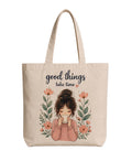Supadaa Large Canvas Tote Bag For Women With Zipper Premium Cotton Shoulder Handbag Reusable Shopping Office College Travel Beach Grocery Bag (Coffe Girl)