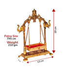 KridayKraft Gold Plated Metal Laddu Gopal Jhula with Elephant & Peacock Carving, Small Swing/Palna for Kanha Ji, Janmashtami & Home Pooja Mandir Decor