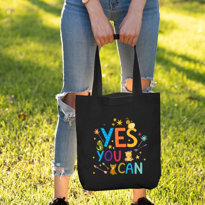 Theyayacafe Printed Cotton Black Tote Bag, Multipurpose Bag, Lightweight