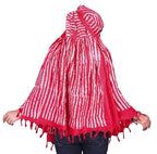 HETVIN Cotton Long Scarf Cum Mask Scarves Usable for Vehicle Driver | White Printed Design Fabric | Universal Size | Soft & Breathable Sun Protection | For Girl & Women (Lining - Pink)