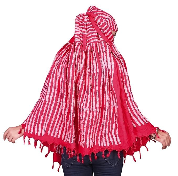 Vinsh Enterprise Cotton Long Scarf Cum Mask Scarves Usable for Vehicle Driver | White Printed Design | Universal Size | For Girl & Women | Soft & Breathable Sun Protection (Lining - Pink)
