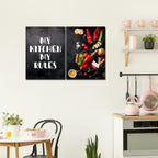 VIBECRAFTS 2 Pieces Kitchen's Quotes With Vegetable Canvas Wall Painting Fitted With Wooden Frame For Home | Office | Living Room | Gifts(PTVC2Pcs1_17511)