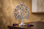 Metal Kalpavriksha Tree for Home Decor - Golden Wish Fulfilling Tree Metal Showpiece for Temple, Vastu, Office Table & Gifting Banyan (No 0 Silver)