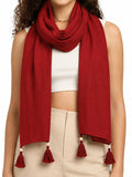 KEVALKUMAR Cotton Scarf|Scarf for Women|Cotton Stole|Soft Beach Wrap|Tassel Design|Easily fits 180 * 50cm | Full Face Cover, Head, Hair Face Protection, Sun Protection, Export quality (Red Scarf)