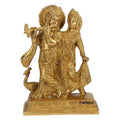 SVARUP Brass Radha Krishna Murti with Peacock in Gold Color Height 8 inch