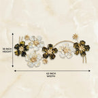 Mahira Artefacts 3D Metal Flower Wall Art, Gold and Black, Iron, Modern Contemporary, Botanical Theme, Matte with Antique Gold Finish, Indoor Wall Decoration