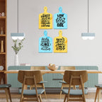 Artvibes Love At First Bite Printed Wooden Wall Hanging for Kitchen | Cafe | Restaurant | Dining Room | Quotes Decor Item | Wall Poster | Food Quotes Decoration | Gift Items(WH_5608N), Set of 4
