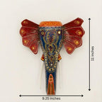 ATRANGI STUDIO Handpainted Wooden Elephant Wall Decor | Ethnic Wooden Wall Art | Symbol of Strength & Wisdom | Wall Hanging for Home, Corridor & Balcony | Ready to Hang | 11 Inch, Blue