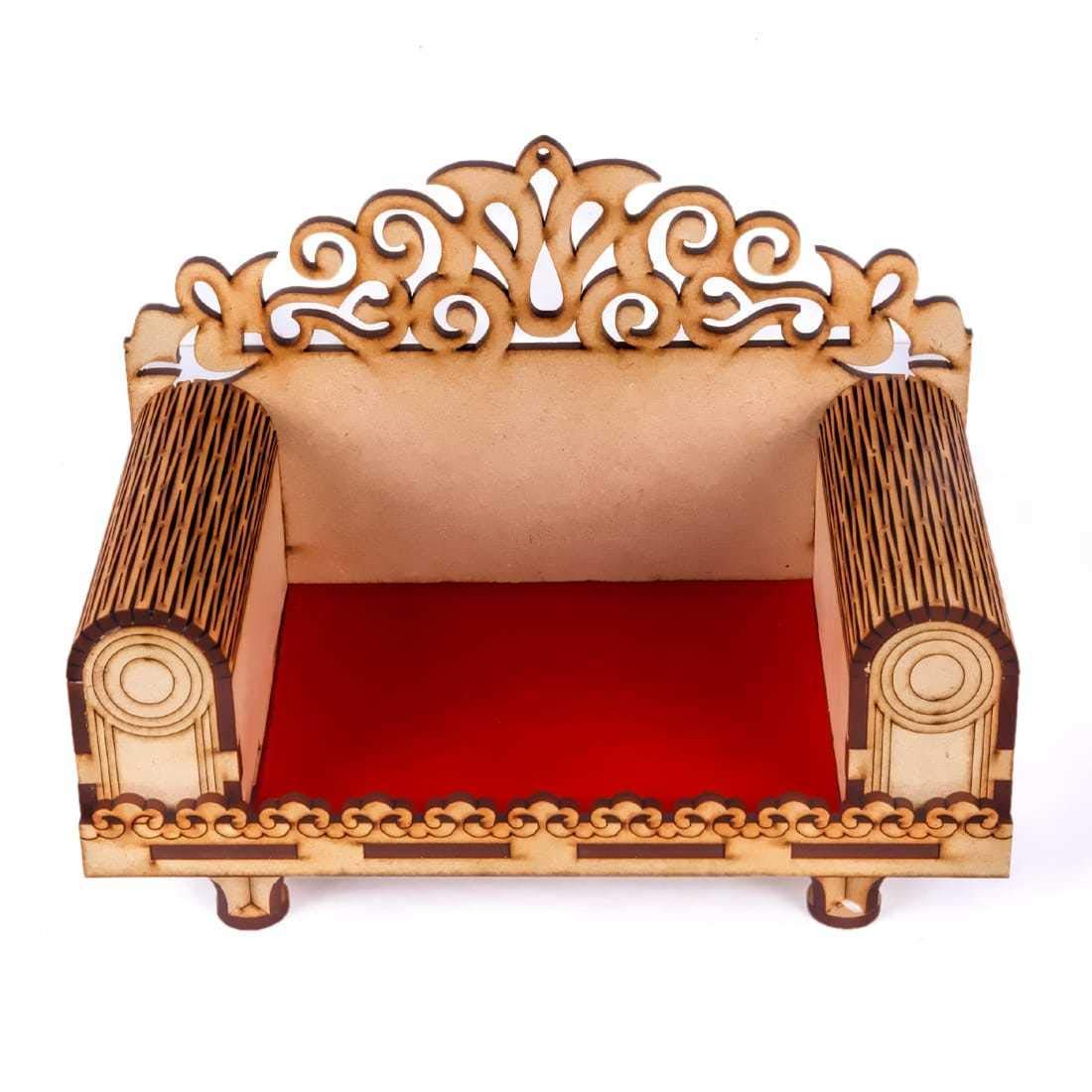 AIRIZ CRAFTSFY Wooden Singhasan Temple for God, Laddu Gopal Sinhasan for Pooja Mandir, Singhasan for Diwali, Durga Pooja, Navratri, Ganesh Chaturthi (Cream B)