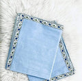 Harbell Home 220 TC 100% Pure Cotton Skin Friendly Single Bed Solid Plain with Border Coloured Top Sheet | Summer Blanket | Khes | AC Blanket | Dohar As Chaddar. Pack of 2. (Blue)| TC - 220 Kafalo