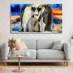 VIBECRAFTS Animal Wall Painting of Penguins Set of Five Pieces For Home|Office|Living Room|Gift (PTVC5Pcs4_8703)