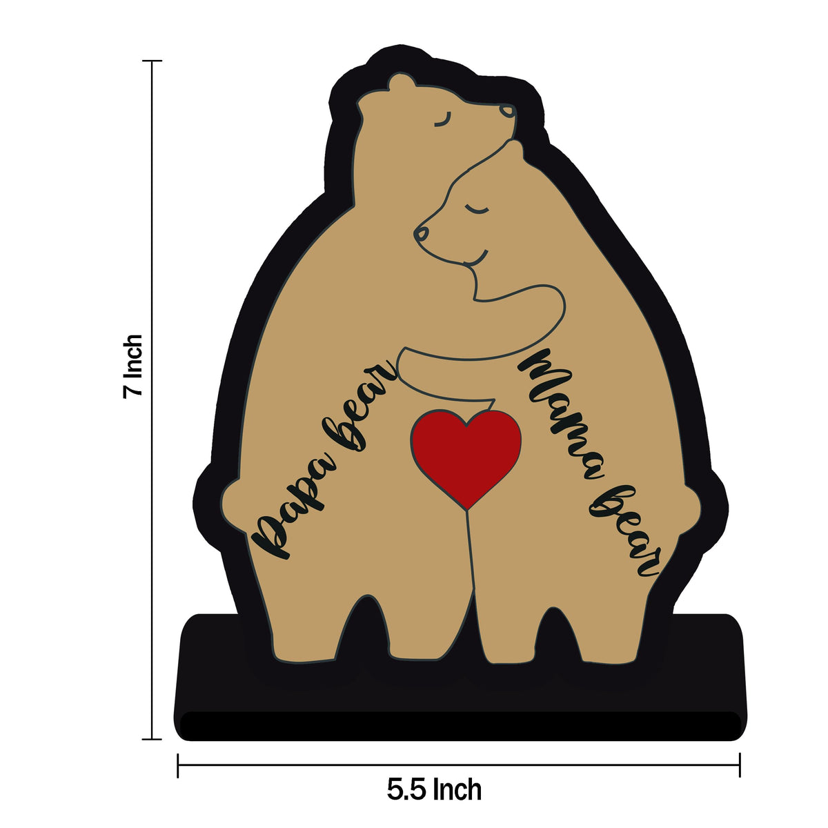 Indianara Wooden Papa Bear, Mamma Bear Table Decor, Office Table Showpiece, Home Decoration, Living Room Decor, Modern Gifting Item