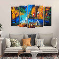 VIBECRAFTS Couple Walking in City Park Canvas Wall Painting Set of Five For Home|Office|Living Room|Gift (PTVC5Pcs2_6518)