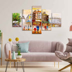 VIBECRAFTS Street View of Paris Canvas Wall Painting Set of Five Pieces For Home|Office|Living Room|Gift (PTVC5Pcs1_5526)