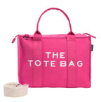 AQVA Printed Cotton Canvas Tote Bag with Detachable Sling Strap for Women | Large Capacity | Stylish Multipurpose Handbag with Zipper | Shoulder Bag for Laptop, Office & Travel (Pink)