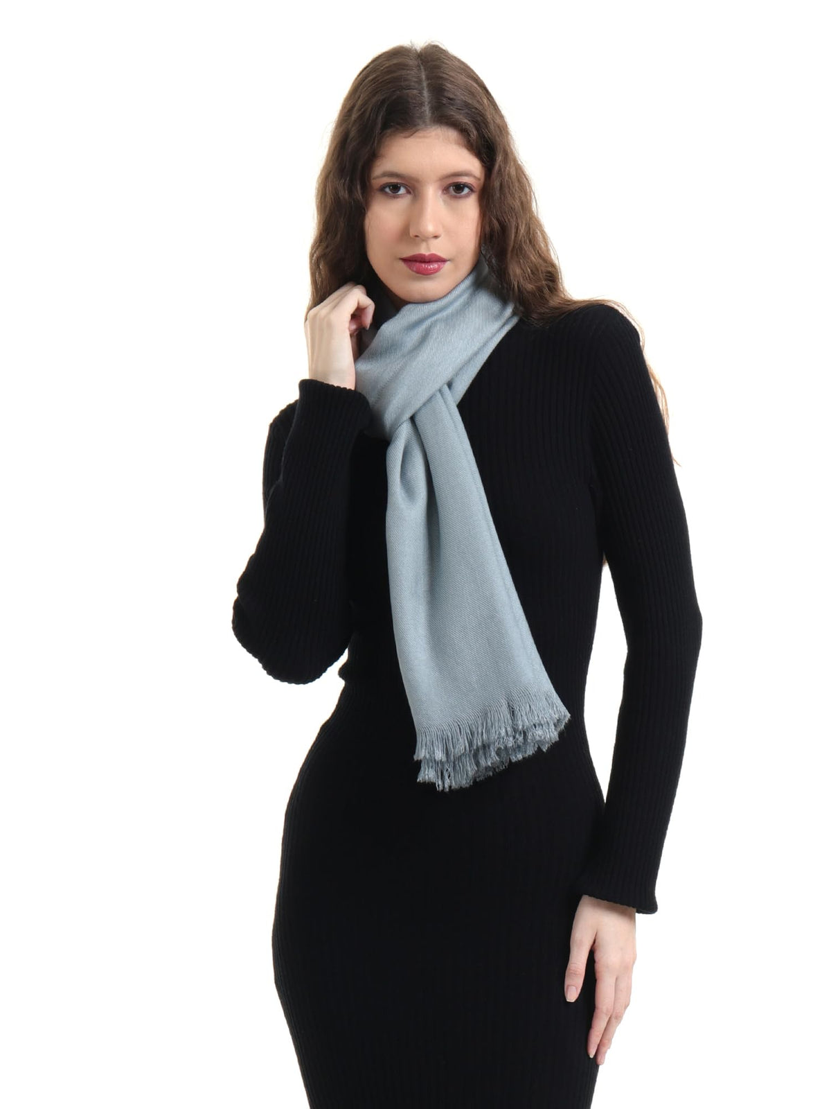 EH Viscose Pashmina Scarf For Women, Twill Weave, Thick, Solid Color Wraps, All Weather, Large, Warm, Very Soft Pashmina Feel Scarves (Grey), Female