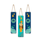 Artvibes Shri Krishna Wooden Wall Hanger for Home Decoation | Properity | Spiritual Decor Items | Handcrafted Art | Wall Poster | Artwork| Stylish Modern Decor Item | Gift Items (WH_8110N), Set of 3