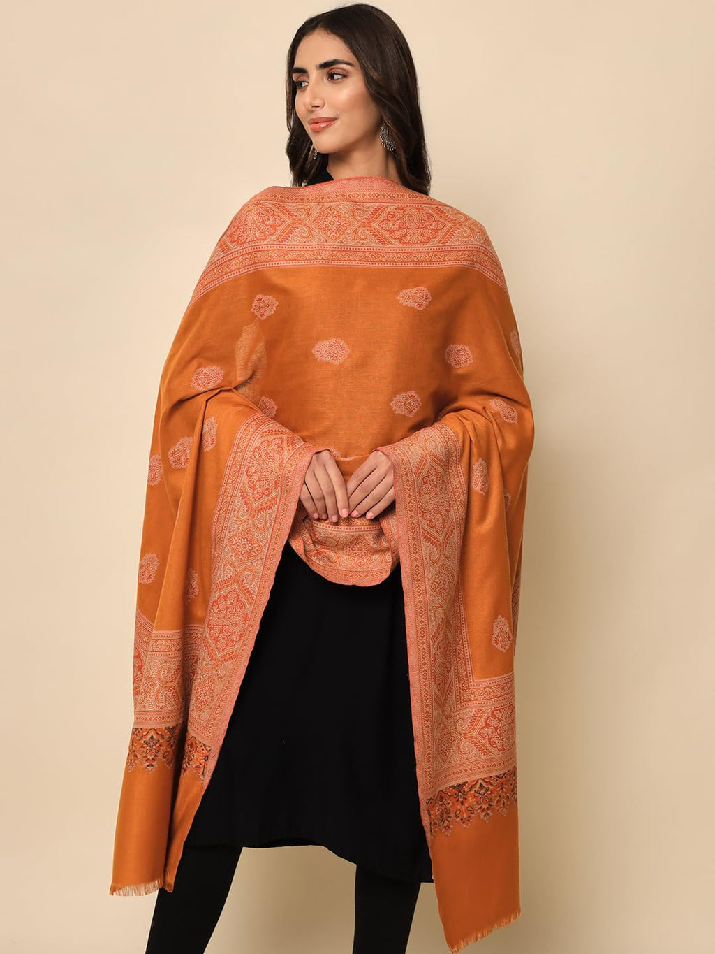 Pashmoda Women Firoza Woven Design Jamawar Shawl (Size 101X203 CM)