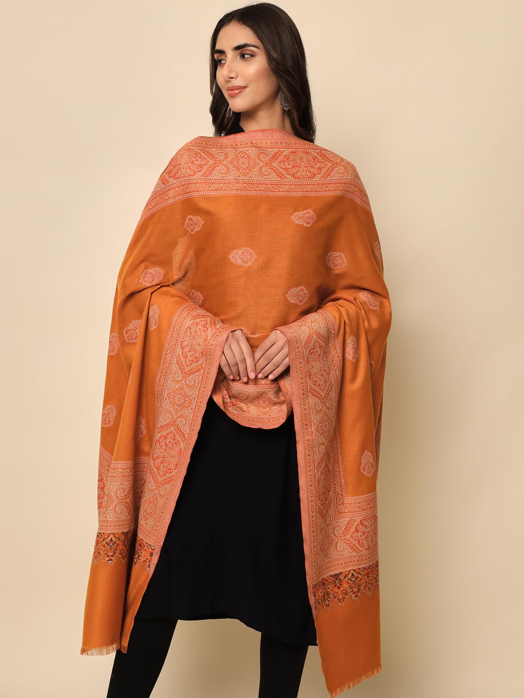 Pashmoda Women Firoza Woven Design Jamawar Shawl (Size 101X203 CM)
