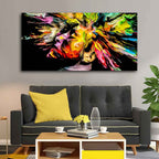 VIBECRAFTS Canvas Paintings for Living Room Drawing Room Colorful Abstract Human Head Canvas Wall Painting Fitted With Wooden Frame For Home | Office | Living Room | Gift (PTVCH_2478)