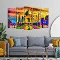 VIBECRAFTS Beautiful Taj Mahal Canvas Wall Painting Set of Five Pieces For Home|Office|Living Room|Gift (PTVC5Pcs2_6522)