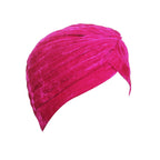 BISMAADH Velvet Soft Pleated Pre Tied Knot Readymade Turban/Pagri Head Wraps for Men & Women Dark Pink