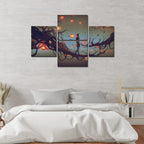 VIBECRAFTS Man Walking In Night 4 Pieces Canvas Wall Painting Fitted With Wooden Frame For Home | Office | Living Room | Gifts (PTVC4Pcs4_16505)