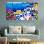 VIBECRAFTS Premium Canvas Wall Painting of Greek Scenery of Five Pieces For Home|Office|Living Room|Gift (PTVC5Pcs4_8740)