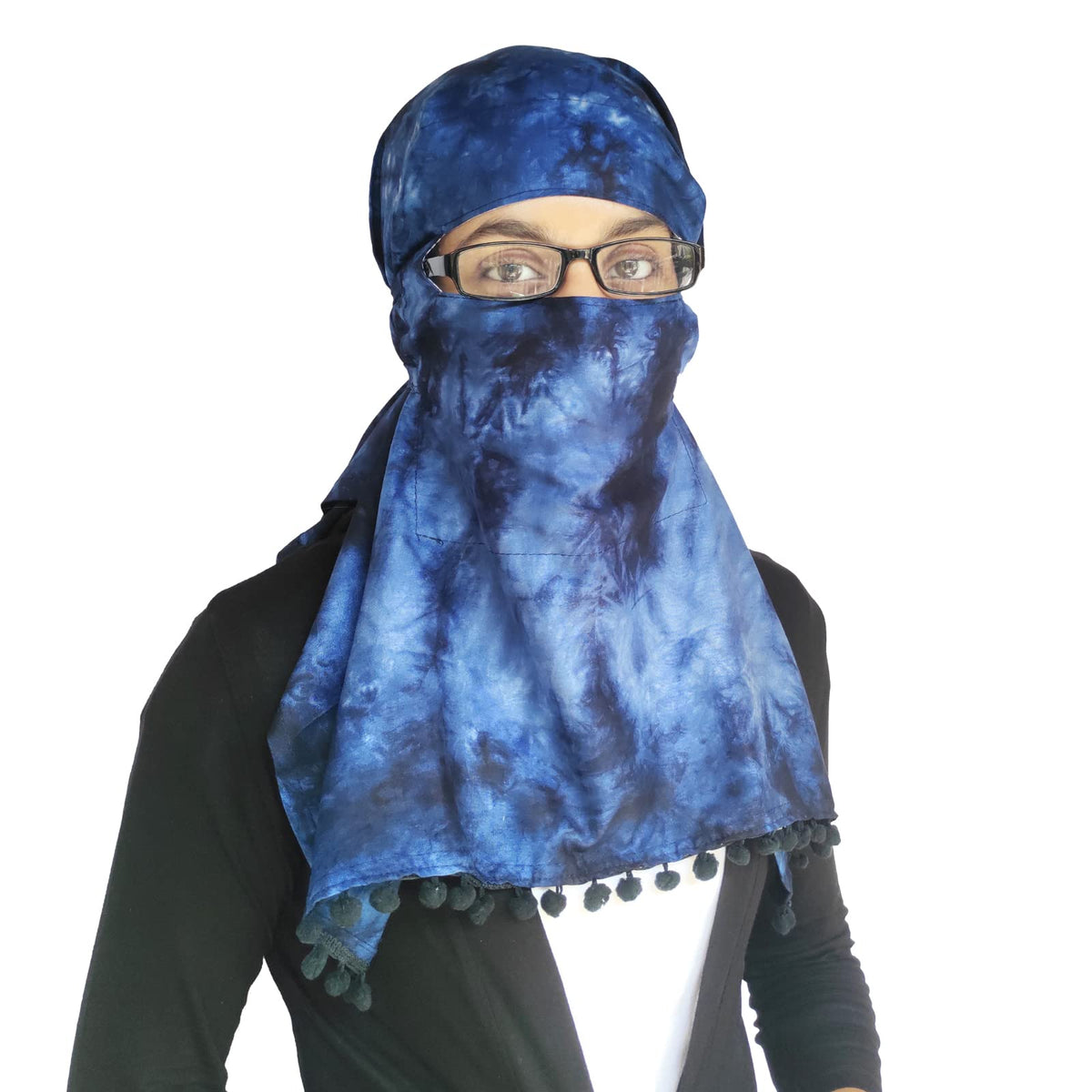 Switchon Rayon Mill Tie Dye Innovative Scarf For Women With Closer 3 Inch Hook And Loop Tape Size Adjustable (Gray) (Blue), For Female
