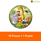 Artvibes Wooden Premium Wild Funny Animal Puzzles for Kids | Jigsaw Puzzles for Kids Age 2 and 3 | 19 Piece Puzzles | Toddlers Wooden Puzzle | Fun Learning Brain Booster for Little Champions (PZ_708N)