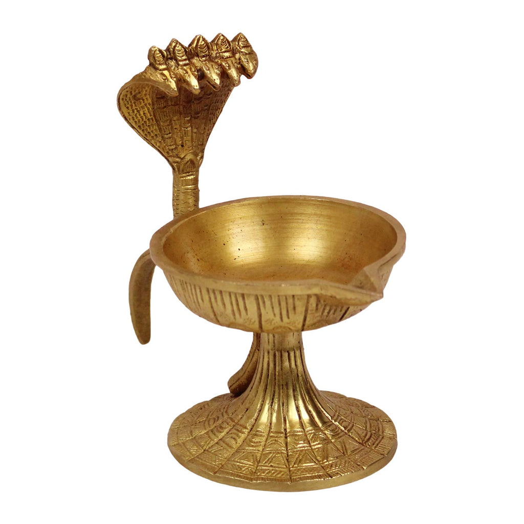 Artavrko Big Brass Sheshnaag Om Diya Handle Aarti Incense Burner, Loban Burner ,Bakhoor Burner, Dhoop Dhuni, Sambrani Dhoop for Home, Offices & Temples (6.5x3.5x5.5 Inches)