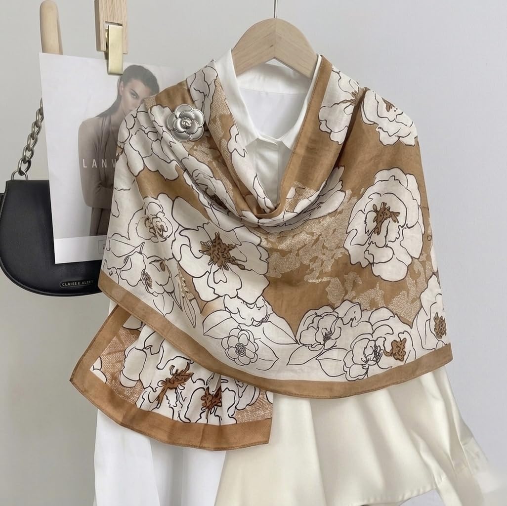 SCARFITT Women’s Viscose Floral Scarf – Soft Lightweight Long Stole