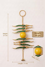 KridayKraft Gold Plated Nimbu Mirchi Hanging for Nazar Suraksha, Evil Eye Protection Decor for Home, Office, Multicolour Decorative Wall Hanging.