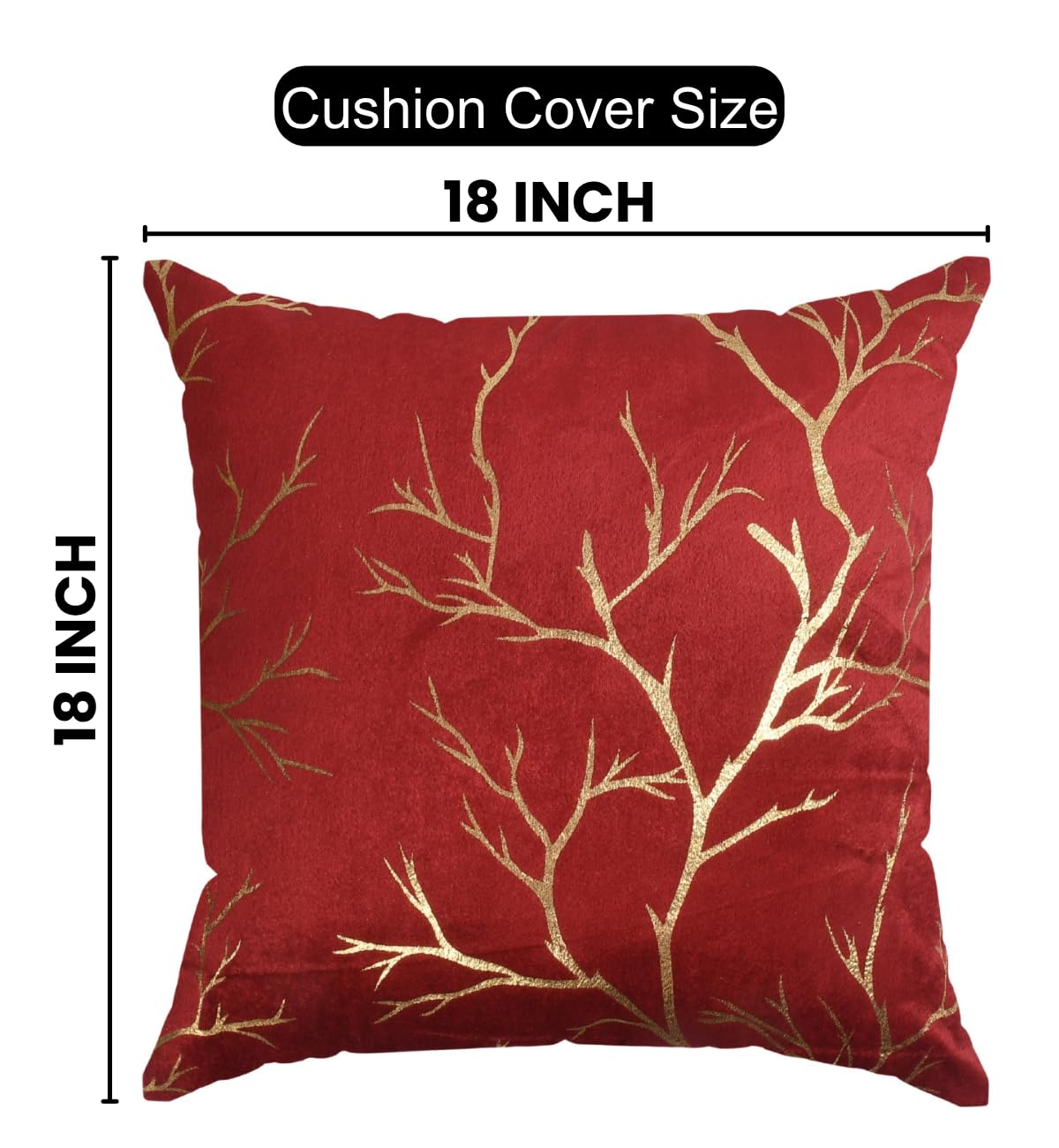 Stuffique Velvet Foil Cushion Covers Decorative Merry Christmas 18 inch x 18 inch Set of 2, Maroon
