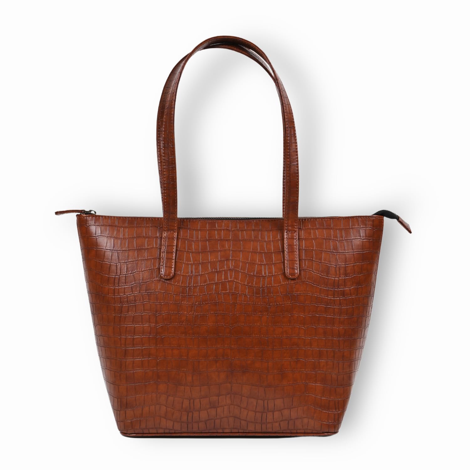 The Gusto Colossal - Premium Vegan Leather Tote Bag for Women, Big Size, Tan | Stylish Handbag for women with Zip Closure | Fit for Office Bag, College, Travel Use | Handcrafted in India