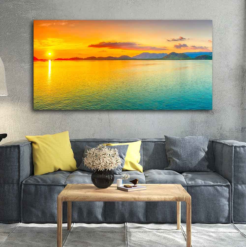 VIBECRAFTS Canvas Paintings for Living Room Drawing Room Sunset Horizon Canvas Wall Painting Fitted With Wooden Frame for Home | Office | Gift (PTVCH_2432)
