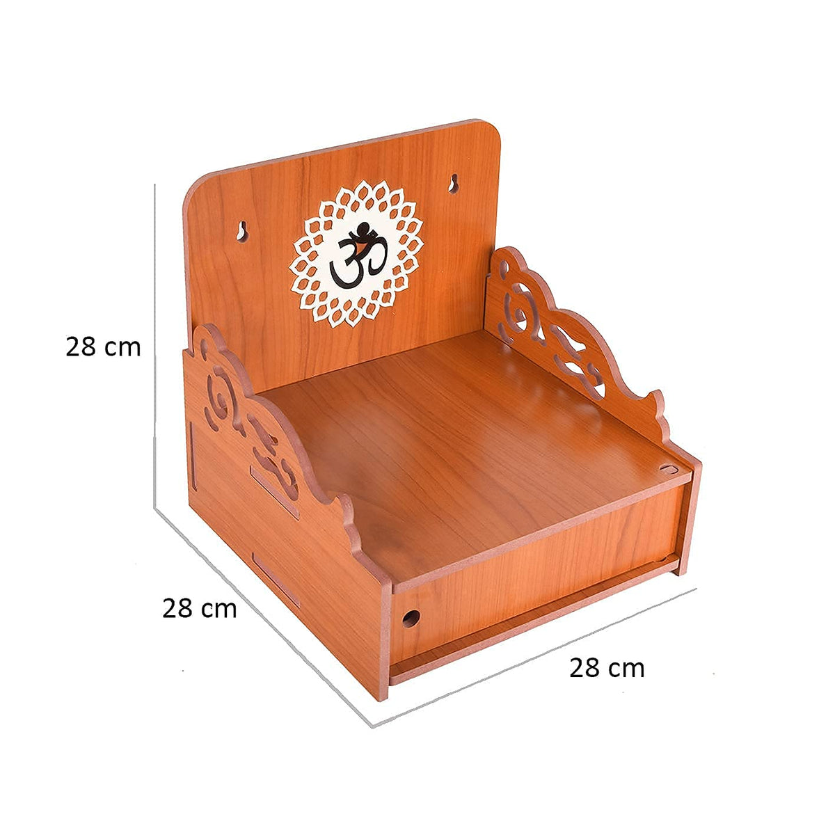 CIBZ Wooden Wall Mounted Hanging Puja Temple Wood God Stand for Pooja Room Mandir Devghar Stand Temple Home Temple Puja Mandir (ORANGR)