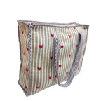 Bazaar Bhoot Edition Premium Cotton Quilted Shopping Tote Bag - Multipurpose Long Lasting Foldable Reusable Bag with zipper for Shopping, Travel & Daily Use - Made in India (Heart Beige)