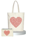 Stylxeco Tote Bag Gift Set - Unisex Cotton Canvas Bag & Pouch for Boys Girls, Peace Heart Design, School Shopping Combo, 35x40cm (PeacHeart)