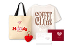 PeaceOut Valentine’s Day Gift Set Combo for Women/Her | Printed Cotton T-Shirt – Regular Fit with Printed Tote Bag, Heart Keychain (in, Alpha, S, Regular, White COFFEECLUB)