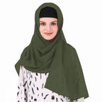 MyBatua Long Hijab in Breathable Soft Georgette large Head Wrap, Wholesale Price, 1pc Scarf HJ-020 (100x225 cm, Olive Green)