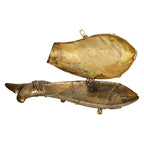 ARTVARKO Big Brass Fish with Wheel Handmade Tray Box Multipurpose Golden Fish Wealth Lucky Treasure Sculpture Home Office Decor Gift 22 Inch.