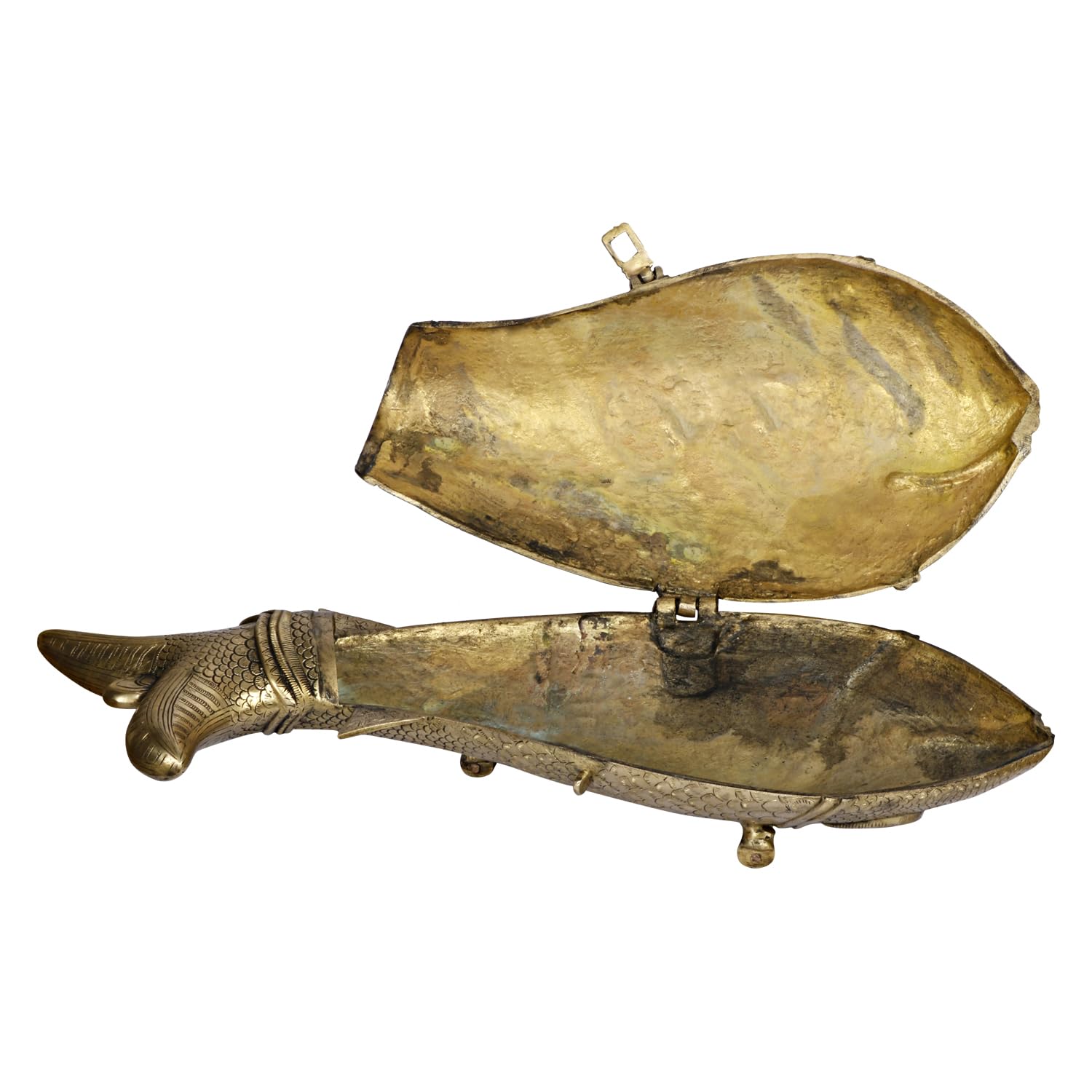 ARTVARKO Big Brass Fish with Wheel Handmade Tray Box Multipurpose Golden Fish Wealth Lucky Treasure Sculpture Home Office Decor Gift 22 Inch.