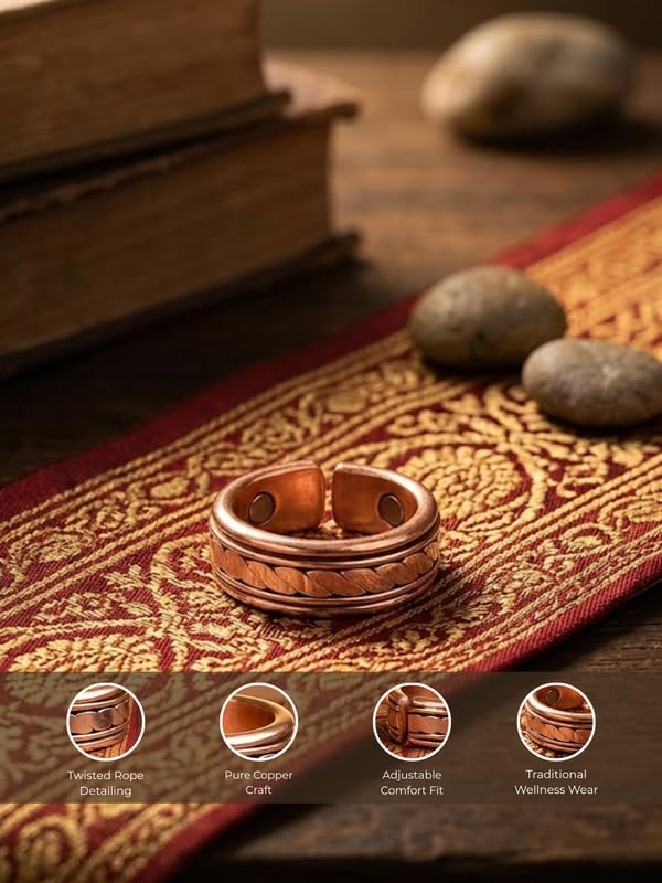 Mani Monk Handmade Adjustable Magnetic Copper Ring Traditional Jewelry