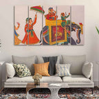 VIBECRAFTS Traditional Indian Miniature Art Wall Painting Set of Five For Home|Office|Living Room|Gift (PTVC5Pcs4_8617)