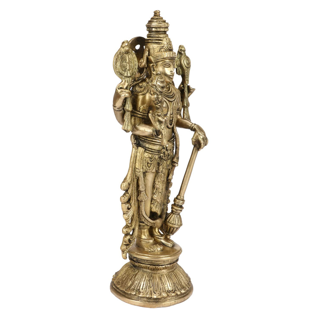 ARTVARKO Astadhatu (8 Metals) Made Shri Nararayn Standing Idol/Brass Made Narayan Stand Idol/Maha Vishnu Bhagwan Brass Idol 13 Inches