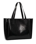 CRAFTSMAN HAVEN Spacious Tote Bag For Womens Handbag Ladies Purses, With Zip Closure Shining Synthetic Leather | Spacious (black)